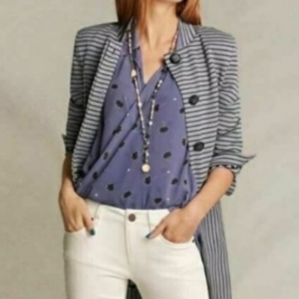 Cabi Floral Crossover Draped Front Blouse